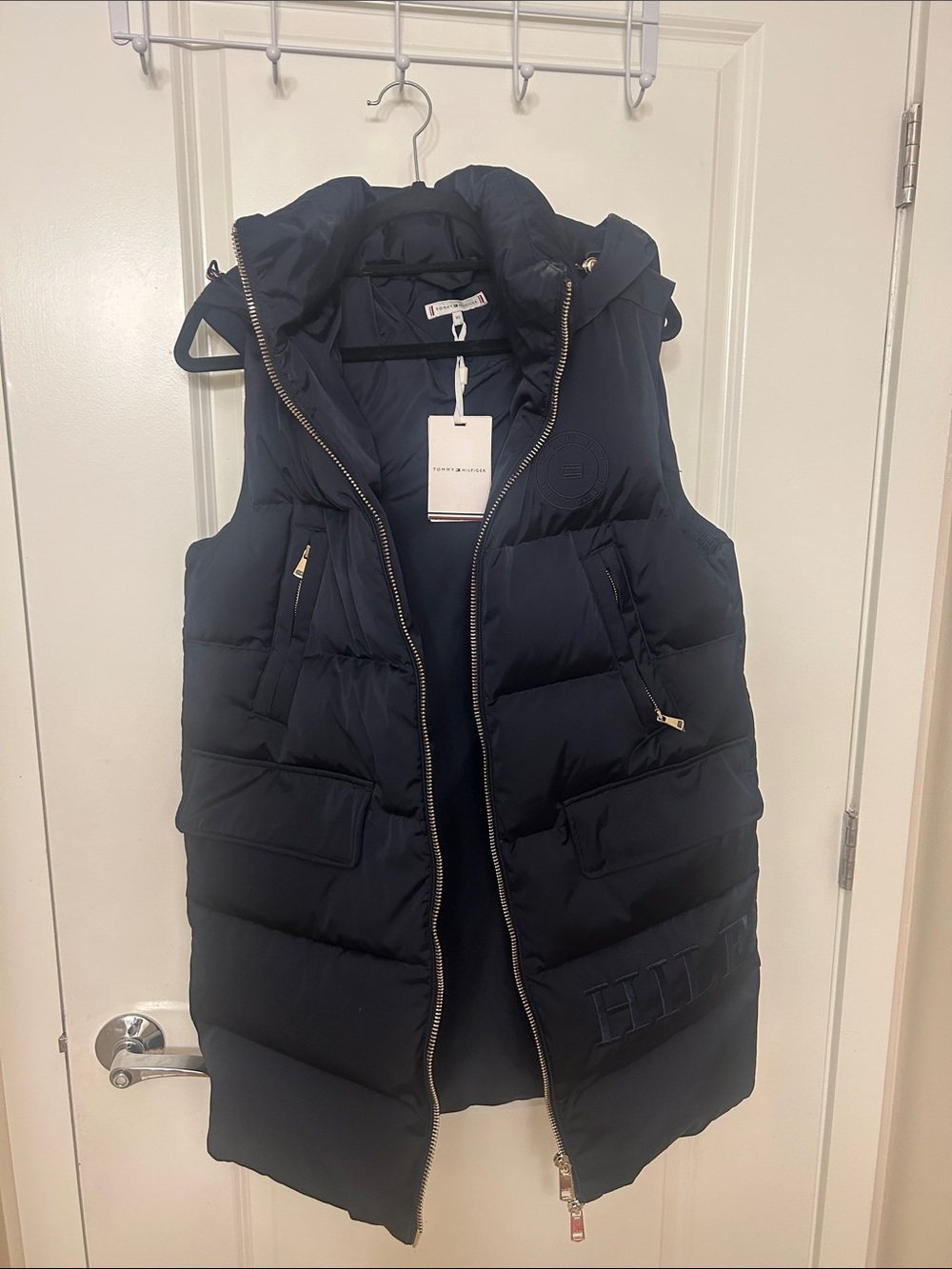 Tommy Hilfiger Dark Navy Quilted Hooded Puffer Vest